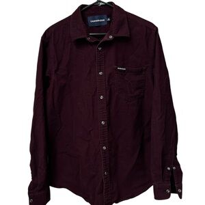 Calvin Klein Jeans Men's Casual Button Down Shirt - Burgundy, Size L